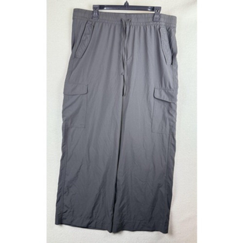 StretchTech Pants Mens XL Gray Quick Dry Wide Leg Cargo Elastic Waist Drawstring